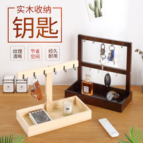 Entrance door key storage box ornaments put the key creative shelf Solid wood storage box into the door hanging key holder