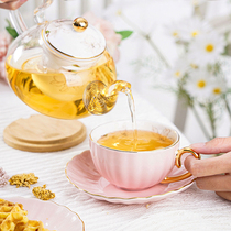 Afternoon tea tea set fruit teapot set glass Japanese ceramic flower tea cup candle heating brewing tea stove tea cup