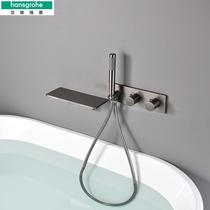 German Hansgeya concealed thermostatic bathtub faucet bathroom full copper waterfall in-wall shower shower set
