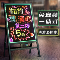 Fluorescent board LED advertising board Flashing shiny color small blackboard Charging with light display card Shop with promotion shop door billboard Commercial luminous silver board Handwriting electronic screen writing board