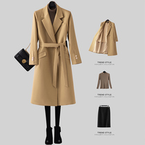Thick cotton padded trench coat autumn and winter 2021 new small man long temperament senior sense ginger coat