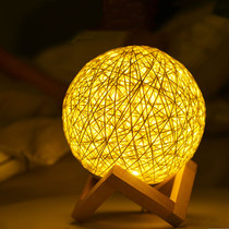 Simple creative bedroom sleep bedside lamp 520 decorative gift small night light Luminous twine cane ball gift table lamp