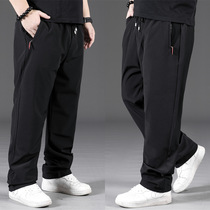 Large size casual pants mens summer thin fat plus sweatpants mens loose straight fat fat fat guy spring and autumn trousers