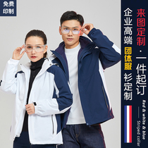 Customized printing LOGO overalls enterprise team uniforms embroidery detachable three-in-one autumn and winter custom-made jacket