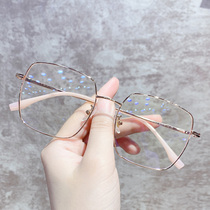 Square glasses big frame female myopia with degree can be equipped with net red round face face face small plain face men Korean version of tide