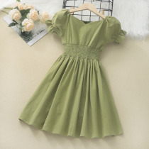  Girls  dress summer 2021 new skirt green thin cotton skirt Korean version of the big childrens dress princess skirt western style