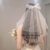 Head yarn headdress Super fairy son Bride wedding gauze Net red photo props retro accessories double-layer White small yarn