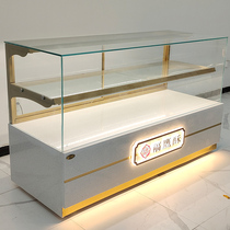 New Chinese pastry display cabinet solid wood refrigerated commercial display cabinet bread cake display cabinet peach cake counter