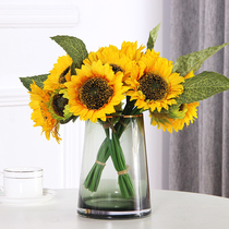 Chinese simulation sunflower fake flower decoration plastic simulation bouquet living room table floral dry flower TV cabinet decoration