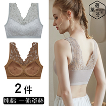 Lace beauty back sling bra integrated chest gathering anti-sagging anti-sagging vest student girl with bottom wrap chest