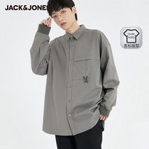 JackJones Jack Jones autumn different material stitching metal buckle drawstring long sleeve shirt 221305034