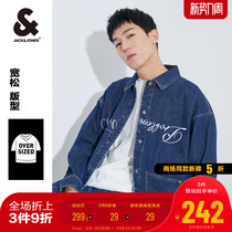 Jack Jones Spring New Mens Shirt Casual Letters Street Personality Denim Shirt Jacket Mens Liner Now