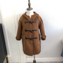 Autumn Winter Korean version of boys and girls hooded double-sided wool coat medium long cashmere coat wool horn button coat