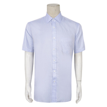 Special 399-KC summer sky blue short sleeve shirt mens Swiss cotton simple design pure cotton fabric