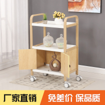 Japanese beauty salon Mobile multi-function net red cart Instrument drawer with cabinet Wooden with brake three-layer shelf