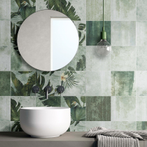American retro green plant tiles Bathroom Bathroom wall tiles Kitchen courtyard balcony non-slip floor tiles Tiles