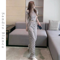 Sandro Blanca Fab-style small fragrant wind casual sports suit Women Summer design Broadlegged Pants Two-piece Set