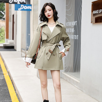 Korean version of loose thin temperament waist windbreaker women 2021 Autumn New British style casual Joker popular coat