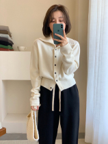 White raccoon velvet sweater knitted cardigan women lazy wind Japanese retro short lapel coat thick winter wear