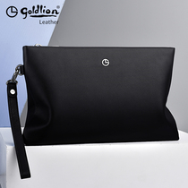 Ginley Comes Envelope Bag Mens Fashion Bull Leather Business Hand Grip Bag Handbag Large Capacity Man Bag Tide Genuine Leather Handbag