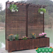 Anti-corrosion wood fence fence fence guardrail balcony screen courtyard decoration partition grid climbing vine flower pot stand Outdoor