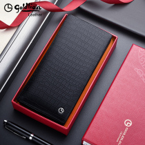 Kinley to wallet mens 2022 new mens length Genuine Leather Goat Leather Upscale Crocodile Tattoo Soft Leather Slim money wallet