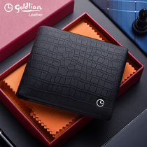 Kinley to wallet mens short Leather Soft Leather Luxury Crocodile Tattoo Goat Leather Money Clip Male Drivers License New