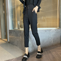 Black pants children 2022 new spring and autumn Han version of lean high waist Western clothing pants with small feet Harun pants straight cylinder