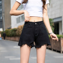 Black denim shorts womens 2021 new summer a word loose hot pants tide ins summer thin section thin pants