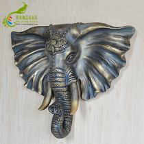 Elephant head wall Zhaocai pendant animal head living room creative wall decoration European TV wall decoration three-dimensional wall decoration