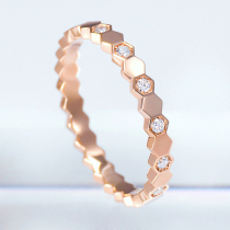 Honeycomb ring female 18K rose gold color gold diamond ring gold platinum honeycomb tail ring wedding love nest real diamond