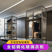 Modern minimalist glass wardrobe wardrobe whole wardrobe flat door bedroom open cloakroom whole house furniture customization