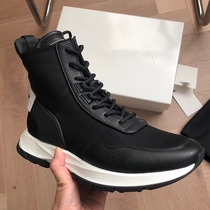 Europe Station 2022 New Genuine Leather Short Boots Splicing High Bunch Shoes Mens Board Shoes Trend Sports Casual Boomer Men Shoes