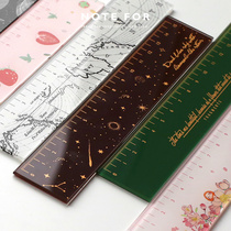 NOTE FOR acrylic ruler translucent retro color simple cute drawing measuring ruler student stationery