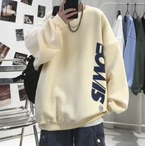 Very immortal coat male Ruffian plus velvet clothes fried street 2021 mens design sense niche pullover coat autumn and winter