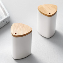 Nordic creative toothpick box home living room Nordic simple fashion restaurant wooden toothpick barrel toothpick jar