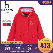 hazzys Haggis Childrens Wear Girl Trench Coat 2021 Autumn New Products Mid-Tong Fashion Windproof Hooded Jacket