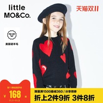 little moco childrens clothing autumn discount Sweater Girls round neck childrens Merino cardigan to keep warm