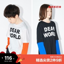 Little moco Children's Wear Spring and Autumn Discount for Boys and Girls Fake Two Long Sleeve Cotton T-shirt Backing Shirt Designer IP