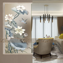 Chinese art glass screen partition Home improvement living room entrance aisle frosted carved custom craft glass