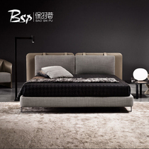  Nordic master bedroom 1 8 meters double fabric bed Modern simple small apartment Tatami fabric bed ins net red fabric bed