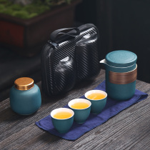 Fast guest Cup one pot three cups anti-hot ceramic travel kung fu tea set portable outdoor travel simple gift customization