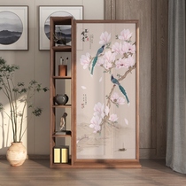 New Chinese screen partition living room modern simple solid wood porch cabinet office Hotel shelf mobile Flower and Bird