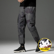 Down cotton pants men winter 2021 New wear casual trousers plus velvet warm thick toe sports pants men