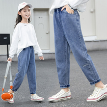 Girl Jeans 2022 New Ocean Air Spring Dress CUHK Child Han Version Loose Spring Autumn Money little girl Radish Pants Tide