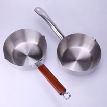 Japanese style snow pan instant noodles thickened stainless steel snow pan scale solid wood handle household milk pot soup pot boil large