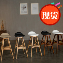 High chair Solid wood bar chair Nordic bar chair Simple creative high stool Household bar stool Designer chair