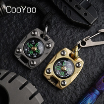 CooYoo CPS-2 Titanium Alloy Brass Mini Compass EDC Outdoor Compass Luminous Portable Compass
