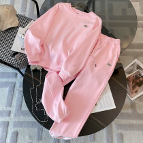 Pink Round Collar Necropolis Suit Womens Autumn 2023 New Fashion Loose Foreign Air Weight Reduction Leisure Sportswear Two Sets