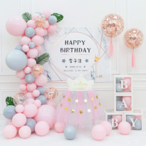 Girl Baby 1 1st Year Birthday Arrangement Decorated Children Party Scene 100 Days Bright Banquet Background Wall Balloon 2